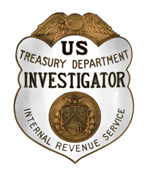 US Treasury Department IRS Investigator badge Picture of US Treasury Department IRS Investigator badge
