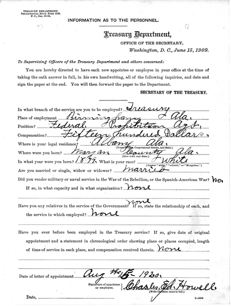 Personnel Document of Charles Howell