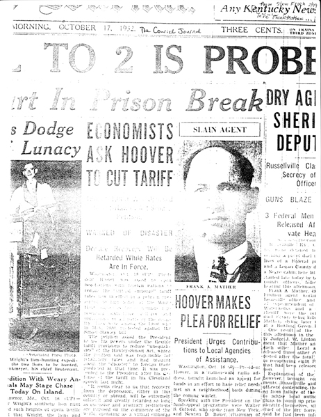 Image of newspaper article with headline: Dry Agents Sheriff Deputy