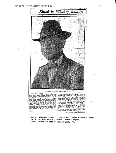 Newspaper article regarding Jesse Youmans