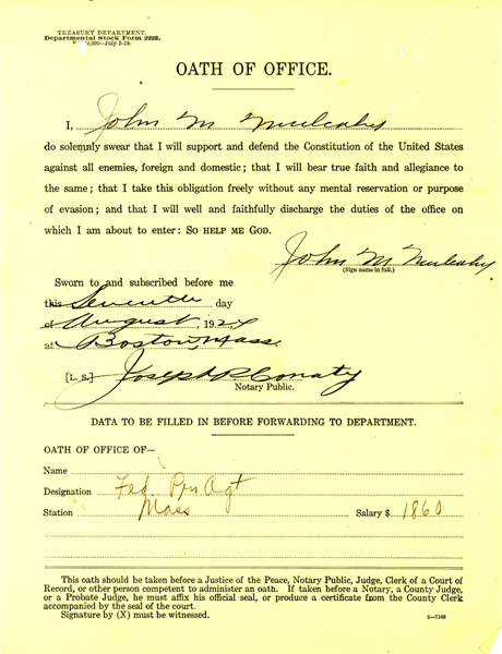 Oath of Office for John Mulcahy