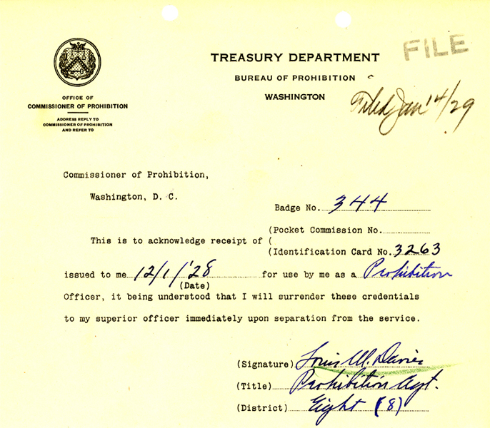 Image of Louis M. Davies oath of office document