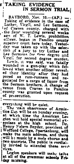 Image of a newspaper article with headline, Taking Evidence in Sermon Trial