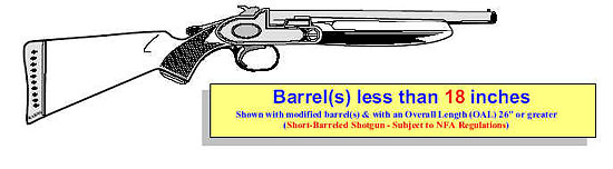 Image of a shotgun that has a modified barrel(s) of less than 18 inches with an overall length of 26 inches or greater.