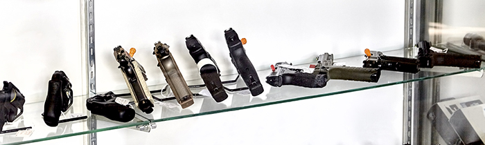Guns on a store shelf