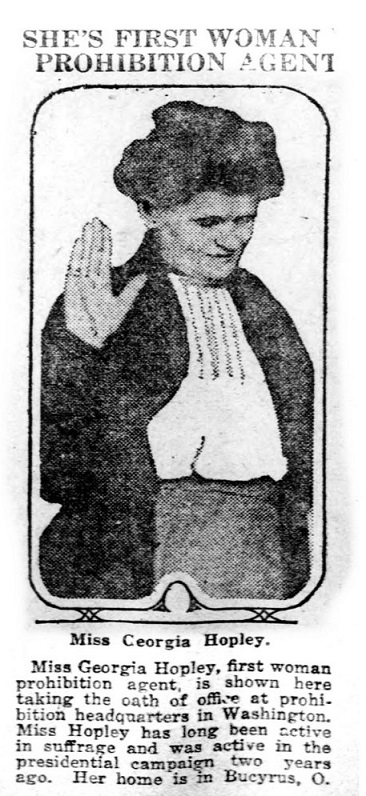Georgia Hopley swearing in as prohibition agent in 1922