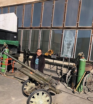 Special Agent Katrina on a visit to view World War II memorabilia and other historical items.