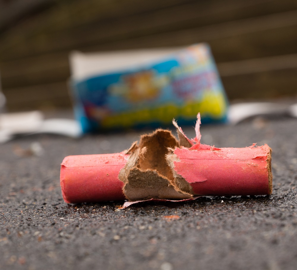 Used firecracker on the ground