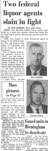 Newspaper article with headline, Two Federal Liquor Agents Slain in Fight