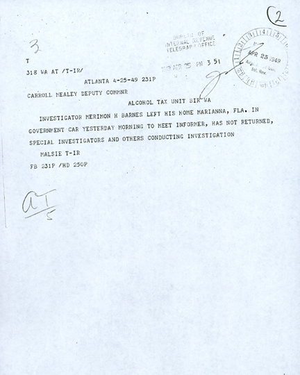 Merimon Barnes disappearance notification telegram