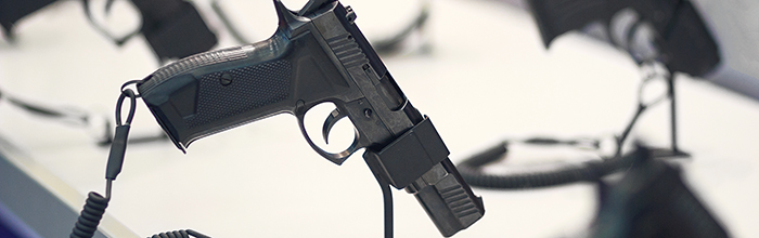 Image of a gun in a gun store