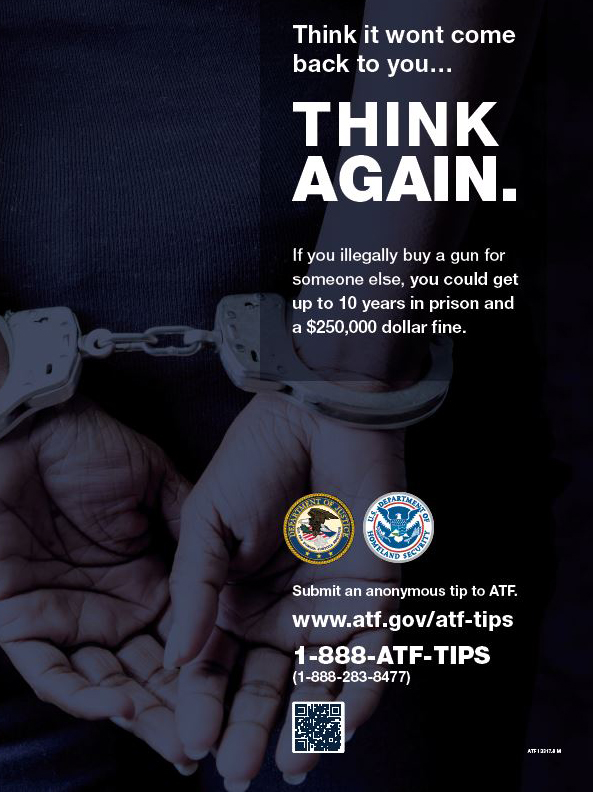 ATF I 3317.8 M Anti-Firearms Trafficking Campaign Poster A person's hands are cuffed behind their back