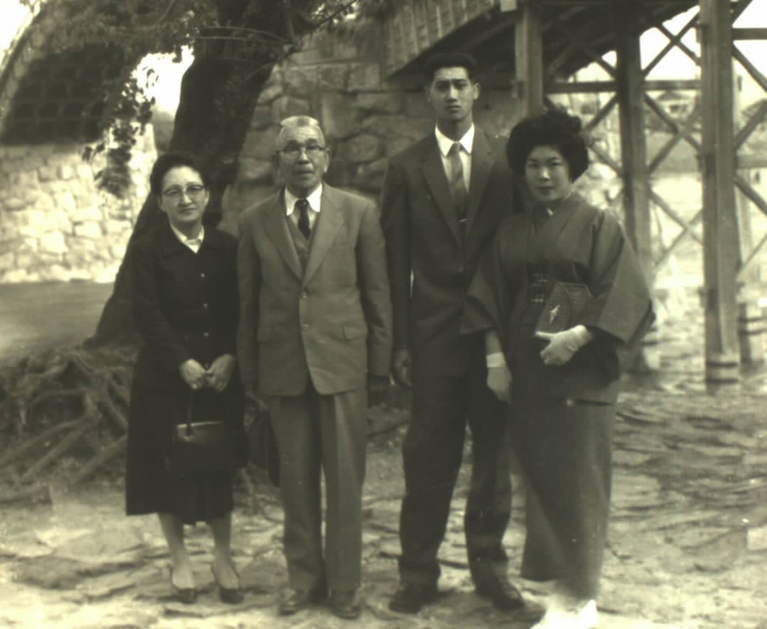 Sandra Sherlock's paternal grandparents stand next to her parents on their wedding day in Japan 1957
