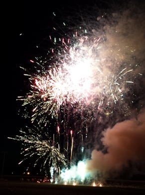Fireworks being launched during a fireworks display show.