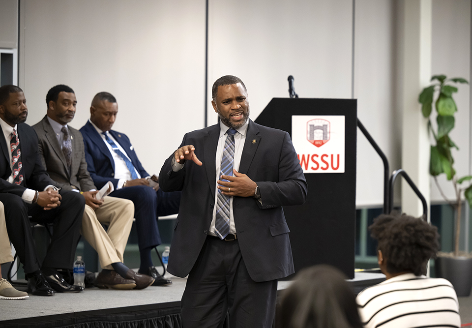 A panel of law enforcement professionals at a Law Enforcement Leaders of America (LELA) event. A panel of law enforcement professionals at a Law Enforcement Leaders of America (LELA) event.