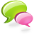 Image of green and pink speech bubbles