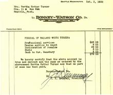 Image of a copy of the funeral bill for Ballard Tuner