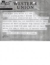 Image of telegram regarding the death of Parker Hall