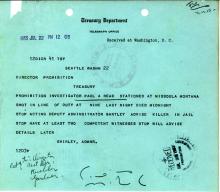 Image of telegram regarding the death of Investigator Paul Read