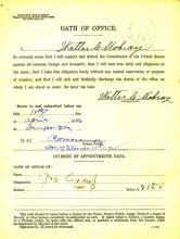 Image of Walter C Mobray oath of office document