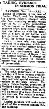 Image of a newspaper article with headline, Taking Evidence in Sermon Trial