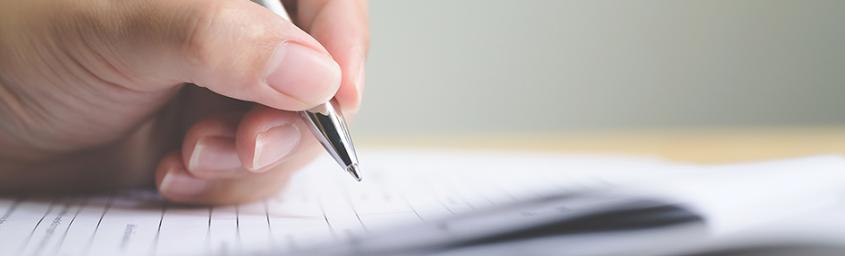 Person writing a comment